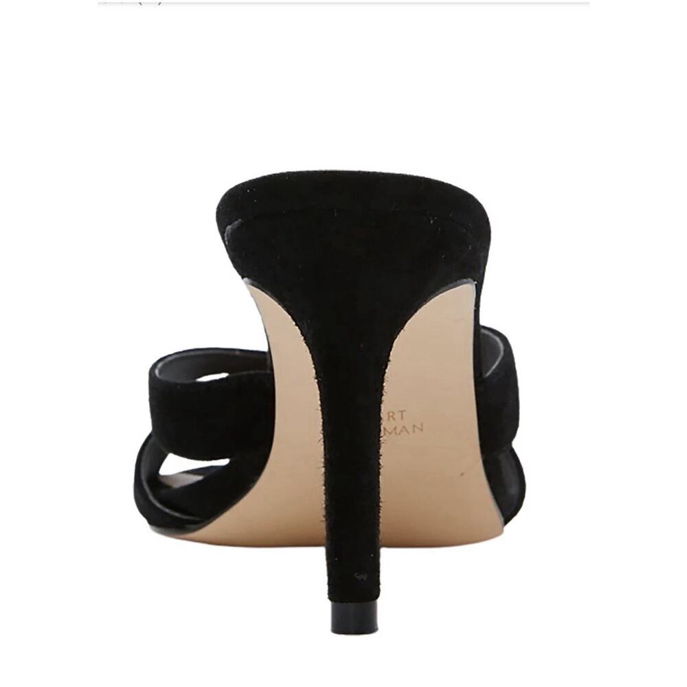 STEWART WEITZMAN Mariposa 80 Black Suede Slide Sandals Mules - 7 - Picture 2 of 8